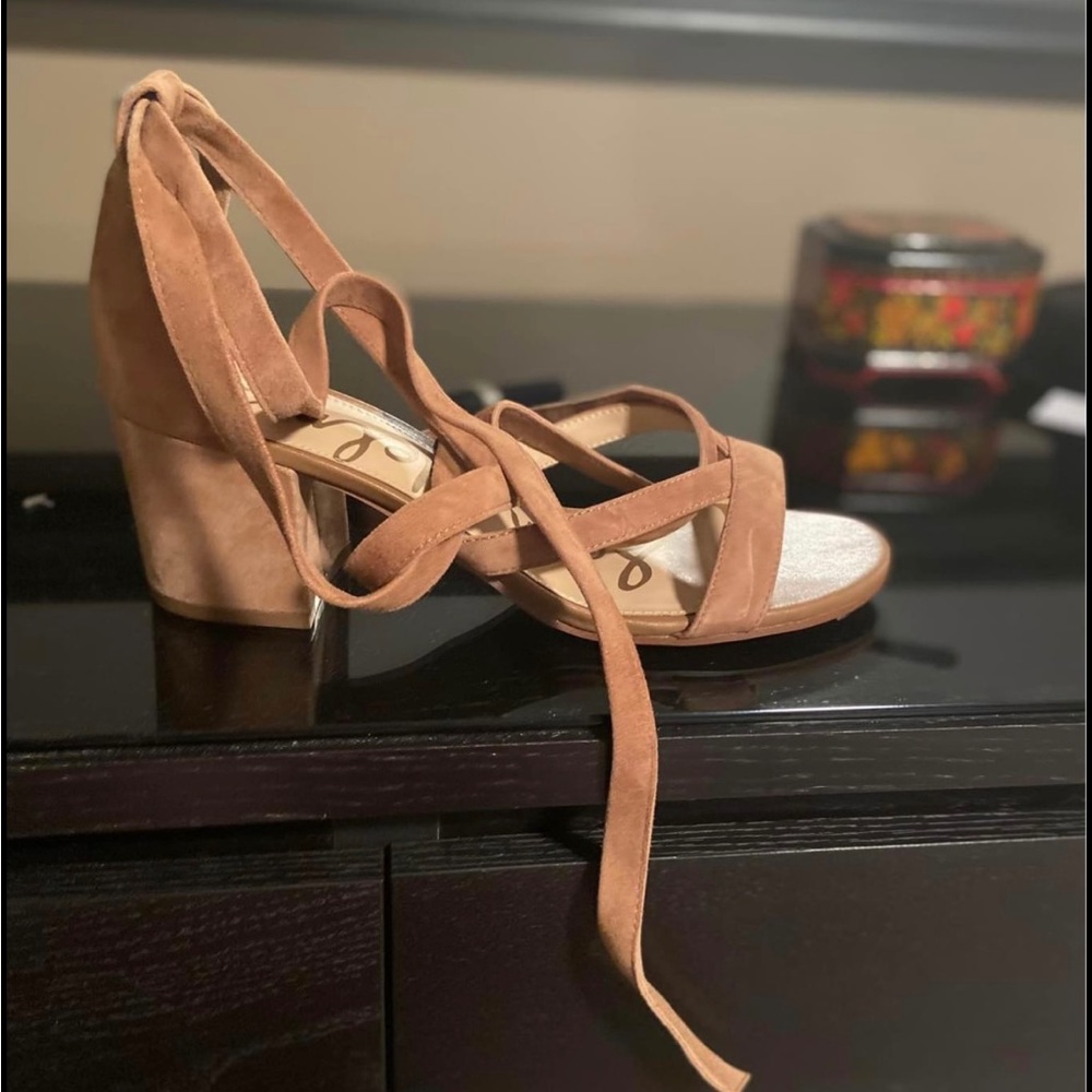 SAM EDELMAN ankle-tie suede sandals. Sz 9.5